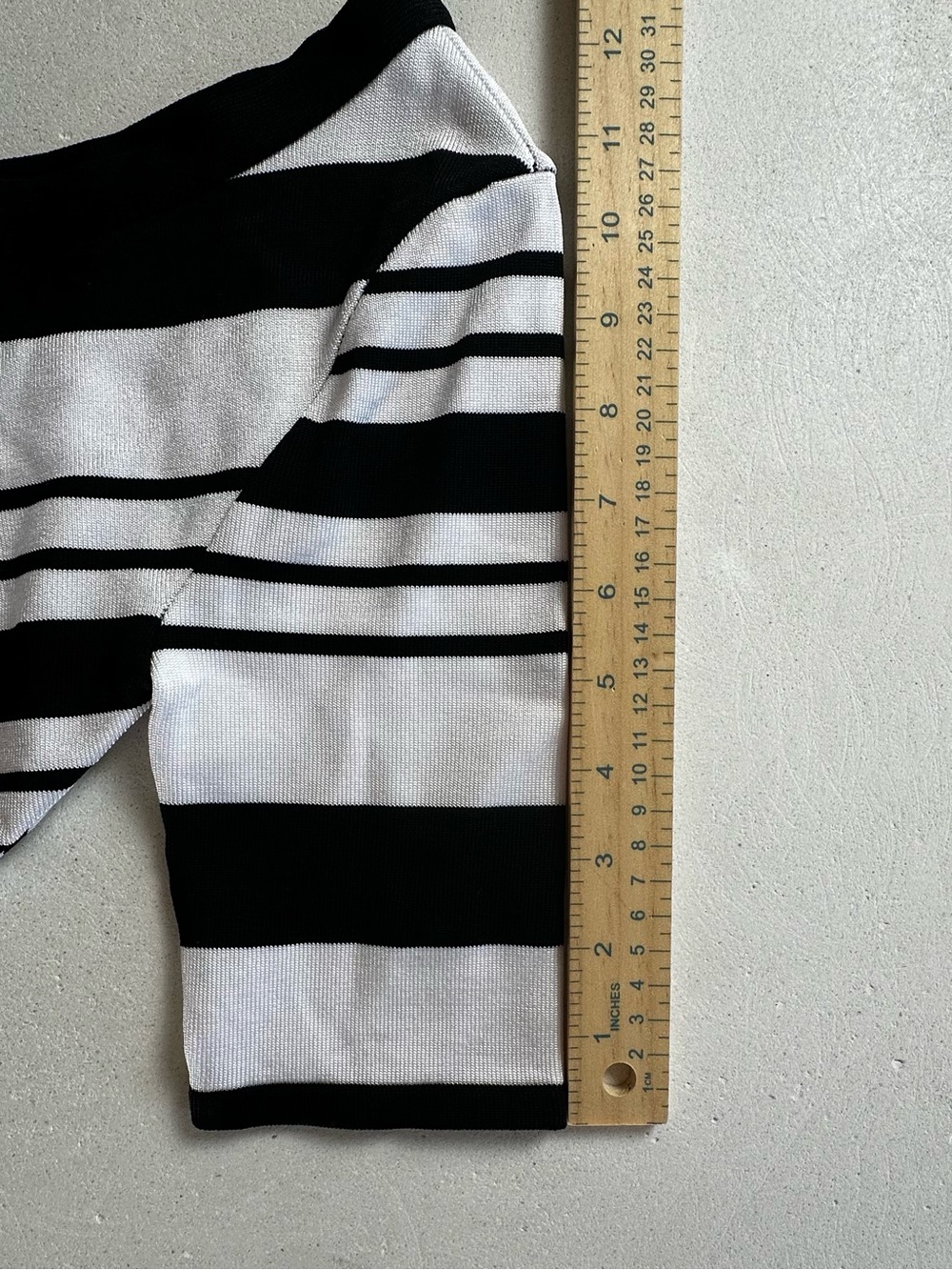 Authentic bebe Black & White One-Shoulder Wrap Crop Top - Picture 5 of 7